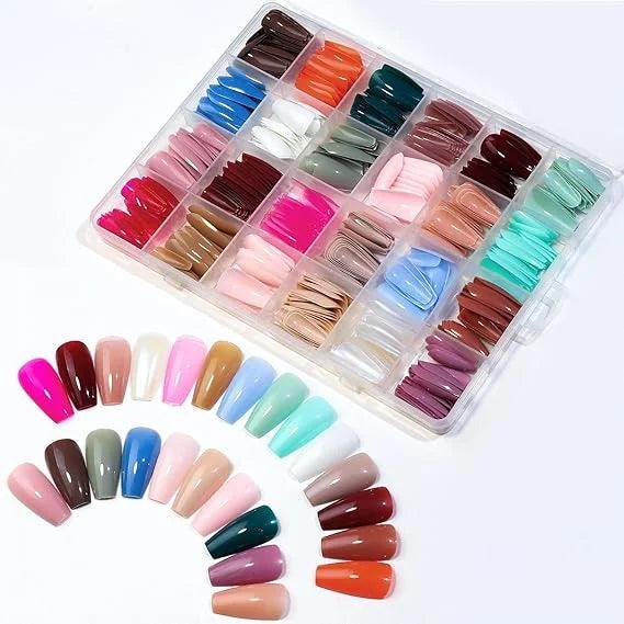 576 Pcs Artificial Nails – 24 Sets with Complimentary Glue