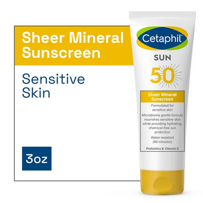 Cetaphil Sheer Mineral Sunscreen broad Spectrum SPF 50 ( best for sensitive skin )