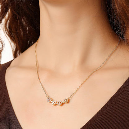 2 in 1 Four Leaf Clover Charm Lucky Necklace Heart Crystal Pendant