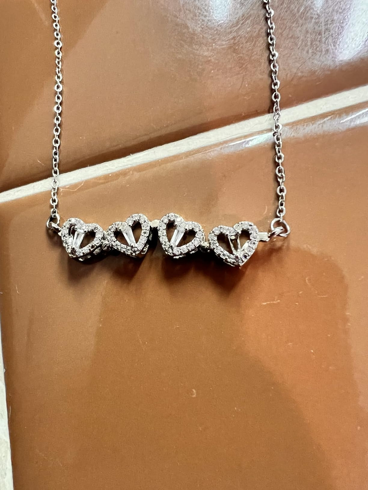 2 in 1 Four Leaf Clover Charm Lucky Necklace Heart Crystal Pendant
