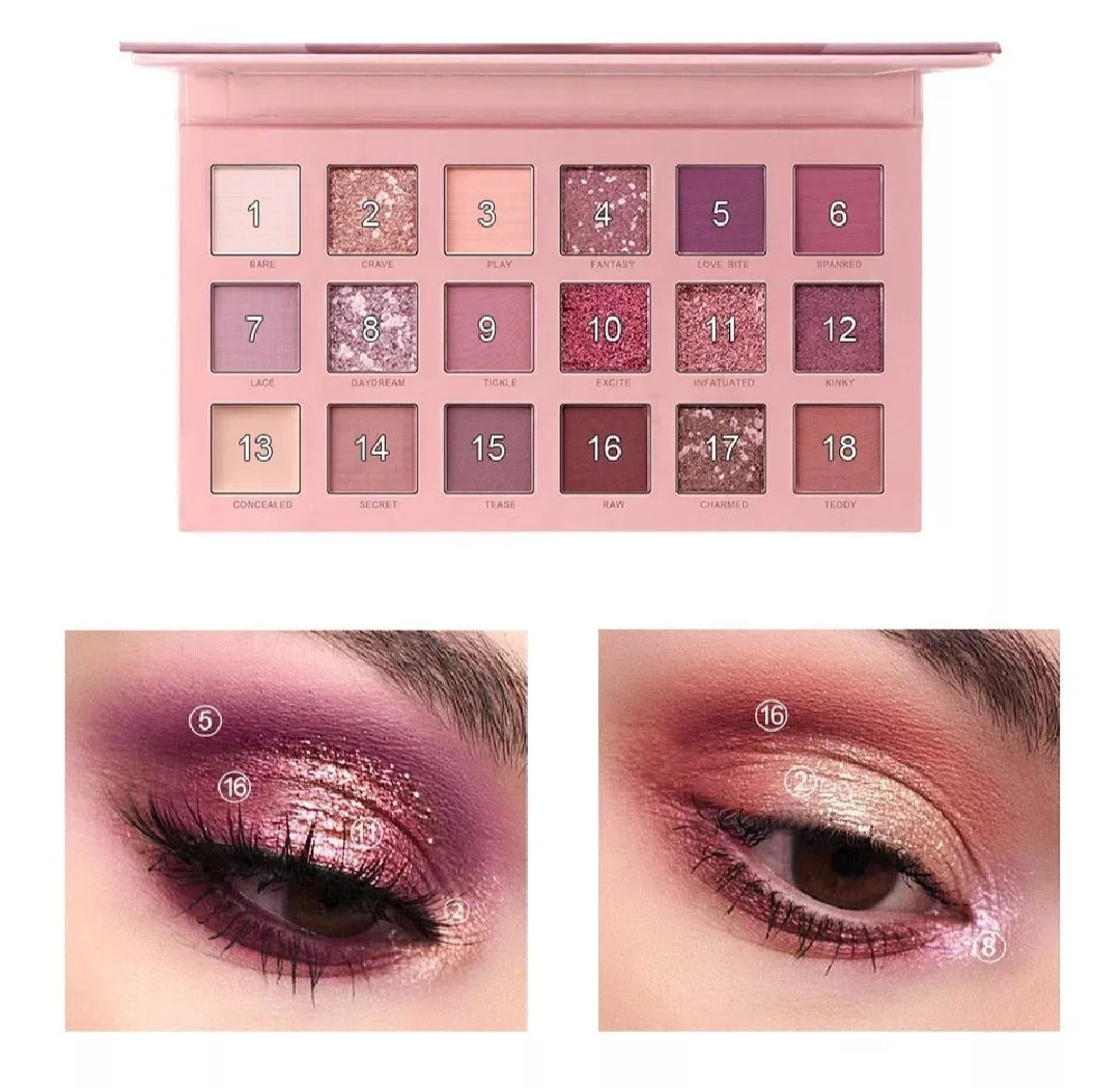 18 Colors Matte Eyeshadow Palette & Glitter Eye Shadow Kit – Versatile Nude Shades for Beautiful Eye Makeup – Ideal for All Skin Tones