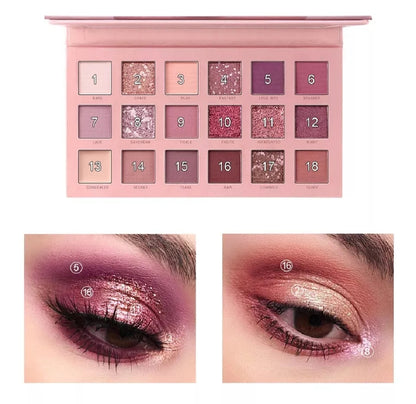 18 Colors Matte Eyeshadow Palette & Glitter Eye Shadow Kit – Versatile Nude Shades for Beautiful Eye Makeup – Ideal for All Skin Tones