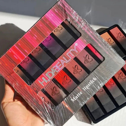 HUDA BEAUTY 12PCS -Matte Lipstick Set – Long Lasting, Waterproof, Highly Pigmented Lipsticks Gift Pack